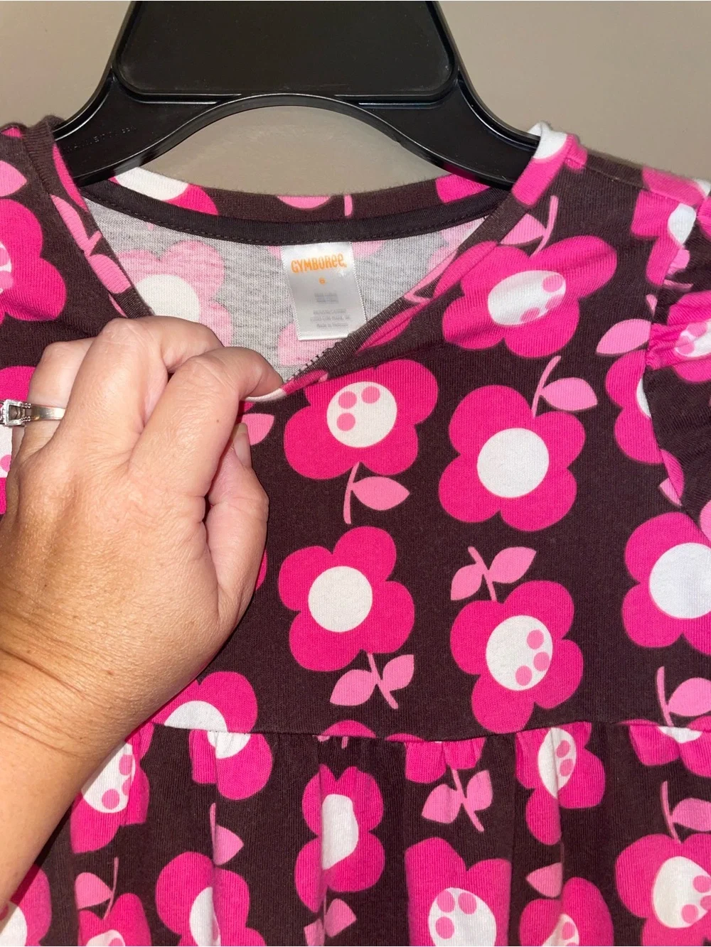Gymboree Girls' Pink Floral Tiered Dress Short Sleeve Back to School Sz 6